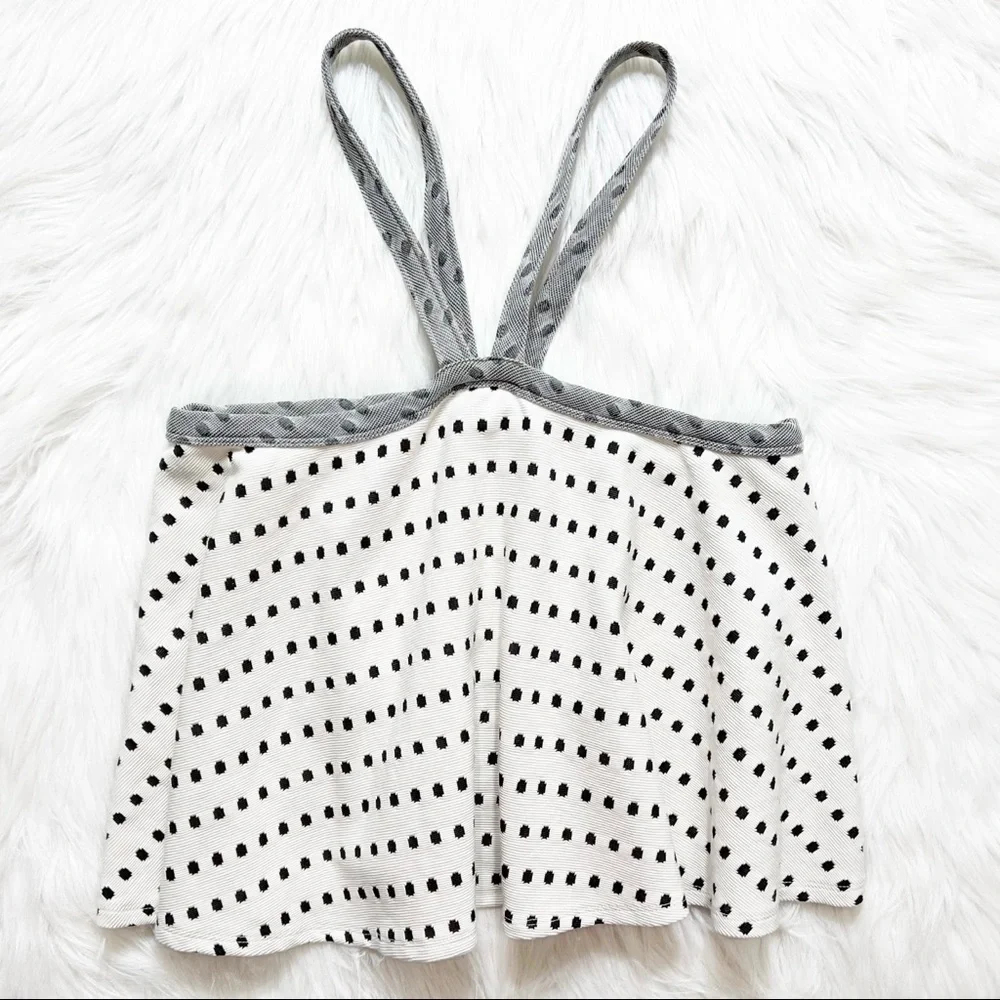 SOLD-Anthropologie Polka Dot Retro Halter Cream and Black Sleeveless Top - Picture 10 of 12